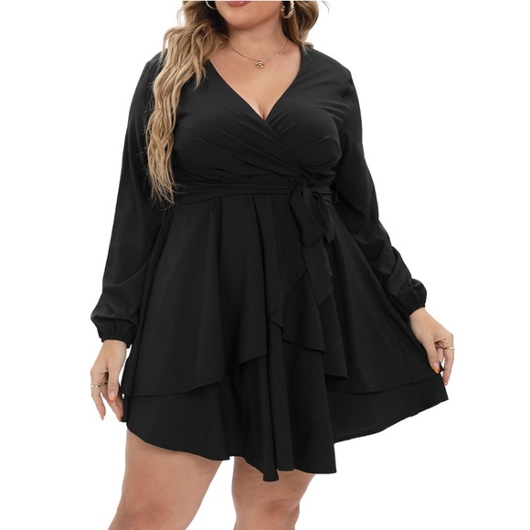 Gocolloa Long Sleeve Women’s Mini Dress Black 20W - Picture 4 of 16